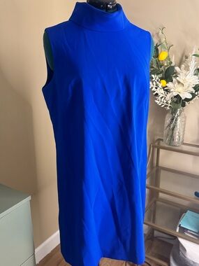 Alex Marie Cobalt Blue Sleeveless Mock Neck Mini Dress